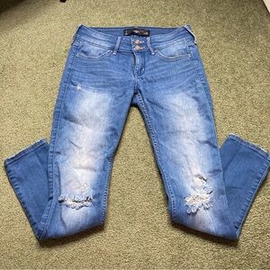Hollister Light Wash Distressed Crop Skinny Jeans